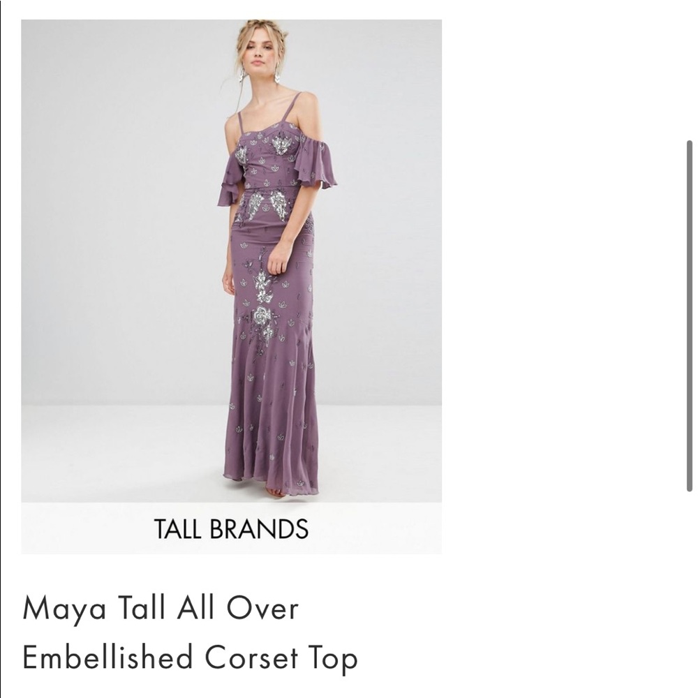 ASOS Tall Purple Beaded Formal Corset Top Dress✨